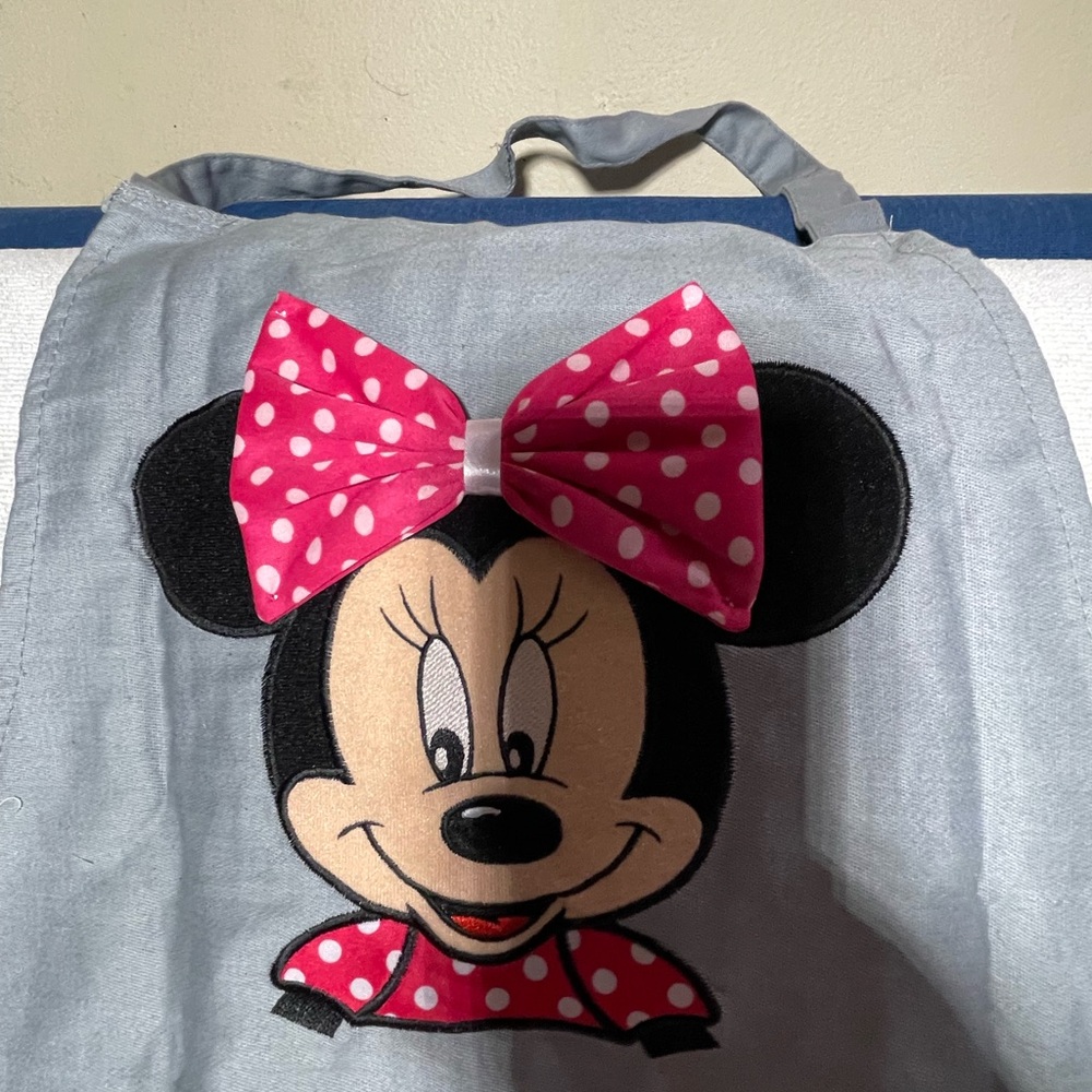 Disney Minnie Mouse Gray and Pink Handmade Embroidered Apron